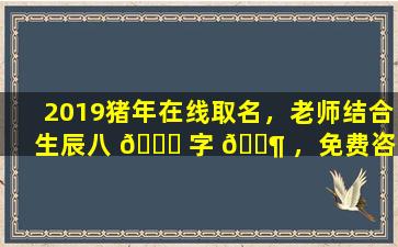 2019猪年在线取名，老师结合生辰八 🐎 字 🐶 ，免费咨询，真的靠谱吗